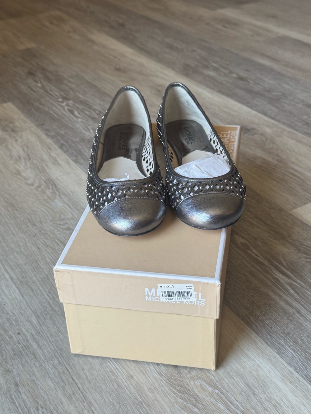 Michael Kors Metallic Studded Ballet Flats - Silver